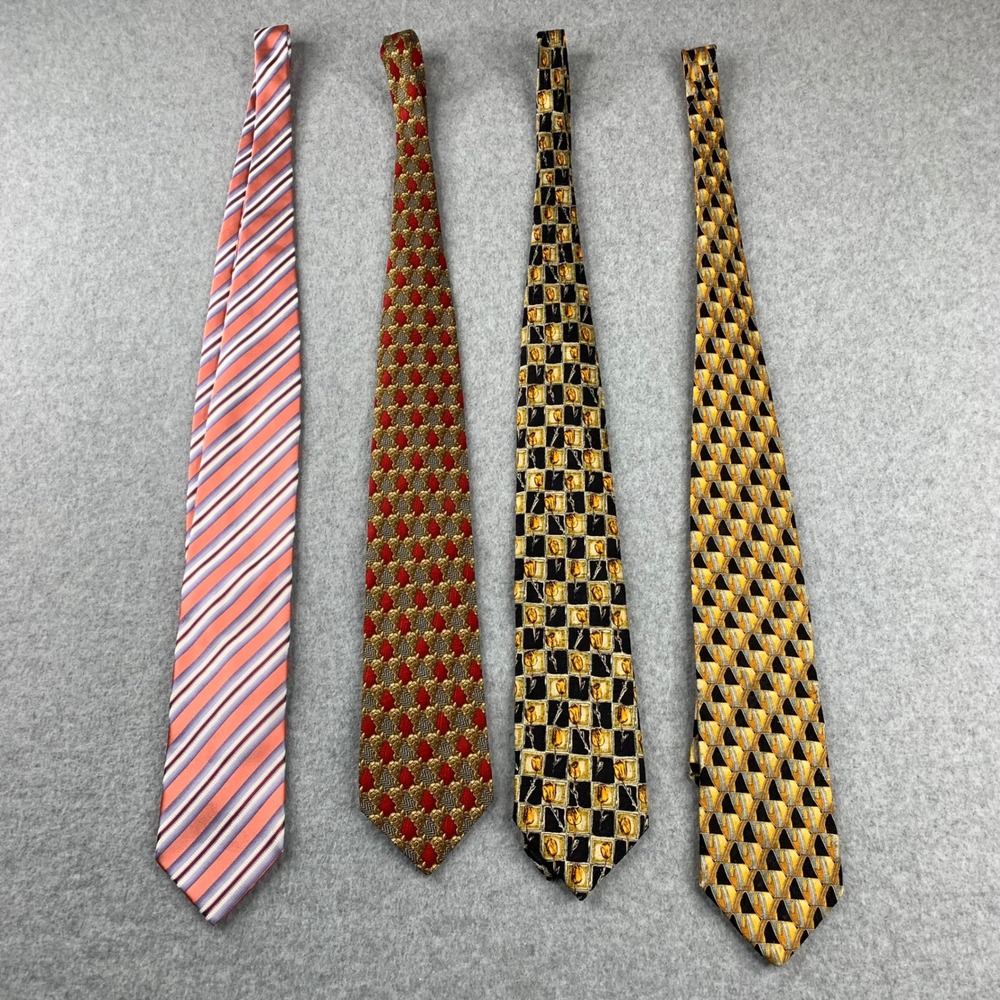 Ermenegildo Zegna Ties Multicolor Silk Geometric Floral Stripe Lot 4 100% Silk